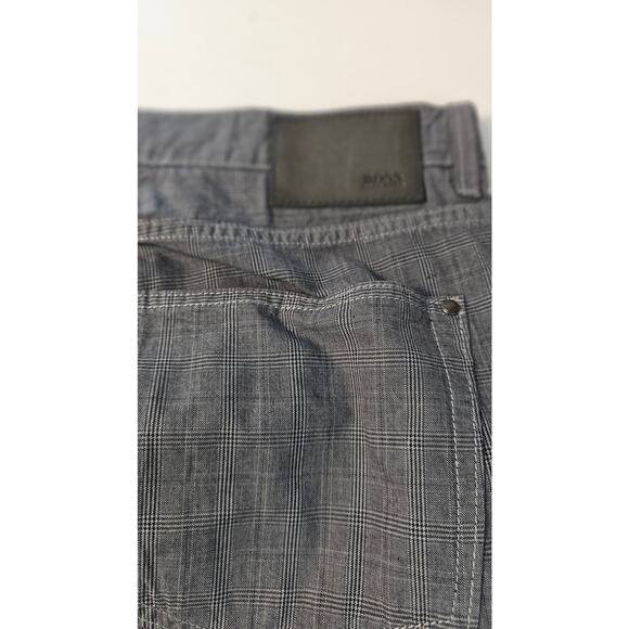 Hugo boss grey plaid pants 38 x 34 proffesional career trousers flat front EUC - Picture 5 of 9